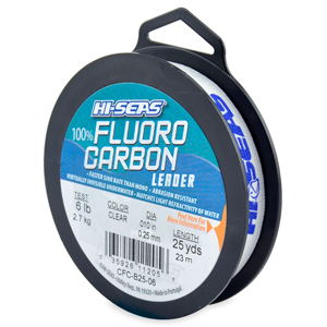 100% Fluorocarbon Leader, 6 lb / 2.7 kg test, .008 in / 0.28 mm dia, Clear, 25 yd / 23 m