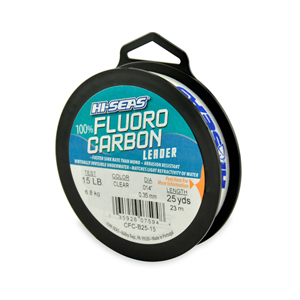 100% Fluorocarbon Leader, 15 lb / 6.8 kg test, .016 in / 0.40 mm dia, Clear, 25 yd / 23 m