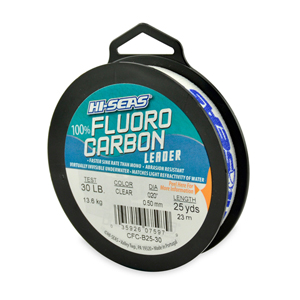 100% Fluorocarbon Leader, 30 lb / 13.6 kg test, .019 in / 0.50 mm dia, Clear, 25 yd / 23 m