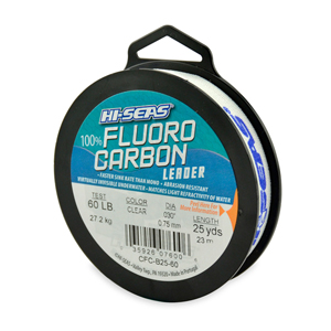 100% Fluorocarbon Leader, 60 lb / 27.2 kg test, .030 in / 0.75 mm dia, Clear, 25 yd / 23 m