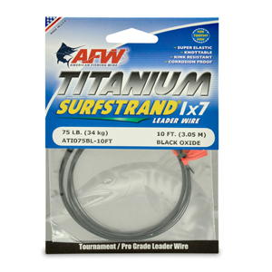 Titanium Surfstrand, Bare 1x7 Leader Wire, 75 lb / 34 kg test, .026 in / 0.66 mm dia, Black Oxide, 10 ft / 3.1 m