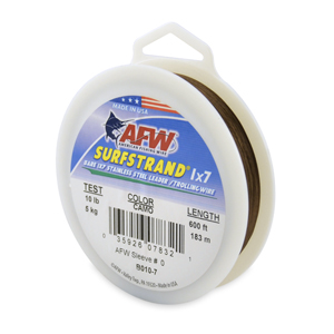 Surfstrand, Bare 1x7 Stainless Steel Leader Wire, 10 lb / 5 kg test, .008 in / 0.20 mm dia, Camo, 600 ft / 183 m