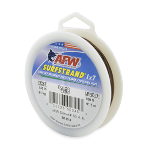 Surfstrand, Bare 1x7 Stainless Steel Leader Wire, 135 lb / 61 kg test, .027 in / 0.69 mm dia, Camo, 300 ft / 91.5 m