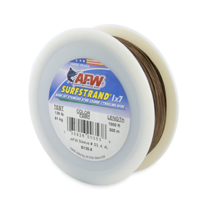 Surfstrand, Bare 1x7 Stainless Steel Leader Wire, 135 lb / 61 kg test, .027 in / 0.69 mm dia, Camo, 1000 ft / 305 m