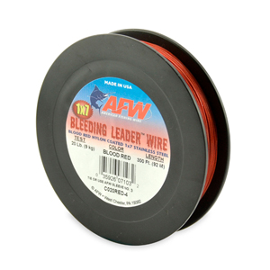 Bleeding Leader Wire, Nylon Coated 1x7 Stainless Steel Leader Wire, 20 lb / 9 kg test, .024 in / 0.61 mm dia, Red, 300 ft / 91.5 m