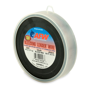 Bleeding Leader Wire, Nylon Coated 1x7 Stainless Steel Leader Wire, 60 lb / 27 kg test, .032 in / 0.81 mm dia, Red, 300 ft / 91.5 m
