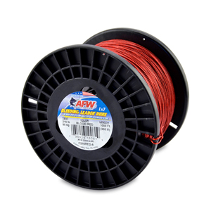 Bleeding Leader Wire, Nylon Coated 1x7 Stainless Steel Leader Wire, 210 lb / 95 kg test, .051 in / 1.32 mm dia, Red, 1000 ft / 304.8 m