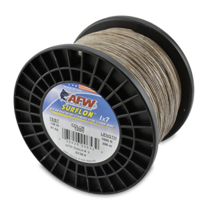 Surflon, Nylon Coated 1x7 Stainless Steel Leader Wire, 135 lb / 61 kg test, .041 in / 1.04 mm dia, Camo, 1000 ft / 304.8 m