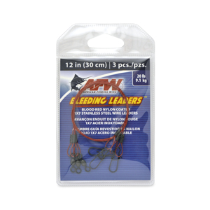 Bleeding Leaders, Nylon Coated 1x7 Stainless, Duo Lock Snap, 20 lb / 9kg test, .024 in / 0.61 mm dia, Red, 12 in / 31cm, 3 pc