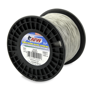Surfstrand Micro Supreme, Bare 7x7 Stainless Steel Leader Wire, 65 lb / 30 kg test, .023 in / 0.58 mm dia, Bright, 3,280 ft / 1,000 m