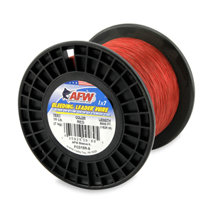 Bleeding Leader Wire, Nylon Coated 1x7 Stainless Steel Leader Wire, 15 lb / 7 kg test, .015 in / 0.38 mm dia, Red, 5,000 ft / 1,524 m