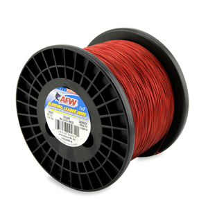 Bleeding Leader Wire, Nylon Coated 1x7 Stainless Steel Leader Wire, 30 lb / 14 kg test, .024 in / 0.61 mm dia, Red, 5,000 ft / 1,524 m