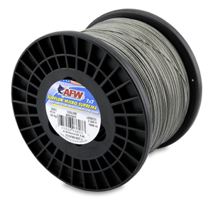 Surflon Micro Supreme, Nylon Coated 7x7 Stainless Steel Leader Wire, 65 lb / 30 kg test, .030 in / 0.76 mm dia, Bright, 3,280 ft / 1,000 m