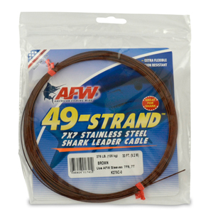 49 Strand, 7x7 Stainless Steel Shark Leader Cable, 275 lb / 125 kg test, .045 in / 1.14 mm dia, Camo, 30 ft / 9.2 m