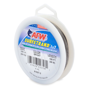 Surfstrand Downrigger Wire, 1x7 Stainless Steel, No Assembly, 150 lb / 68 kg test, .031 in / 0.79 mm dia, Bright, 150 ft / 46 m
