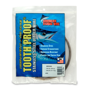#10 Tooth Proof Stainless Steel Single Strand Leader Wire, 124 lb / 56 kg test, .024 in / 0.61 mm dia, Camo, 1/4 lb / 0.11 kg Coil