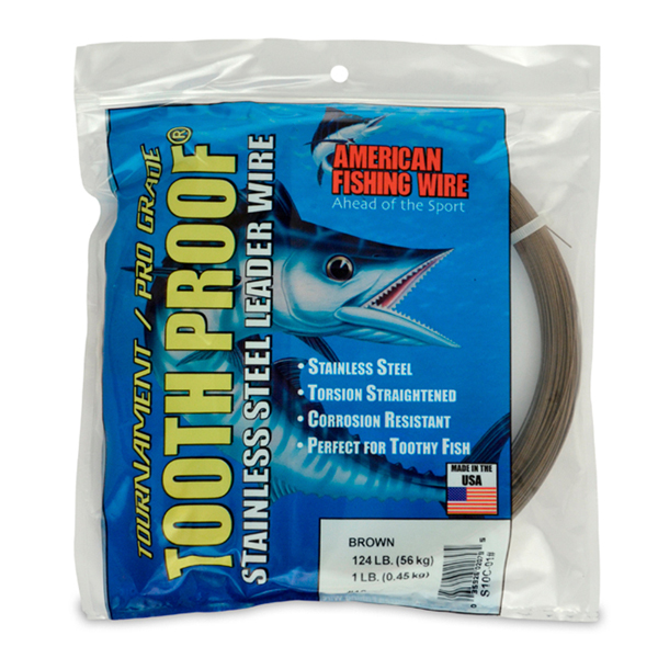 #10 Tooth Proof Stainless Steel Single Strand Leader Wire, 124 lb / 56 kg test, .024 in / 0.61 mm dia, Camo, 1 lb / 0.45 kg Coil