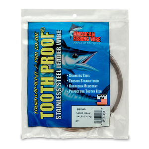 #11 Tooth Proof Stainless Steel Single Strand Leader Wire, 140 lb / 64 kg test, .026 in / 0.66 mm dia, Camo, 1/4 lb / 0.11 kg Coil