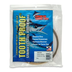 #13 Tooth Proof Stainless Steel Single Strand Leader Wire, 195 lb / 89 kg test, .031 in / 0.79 mm dia, Camo, 1/4 lb / 0.11 kg Coil