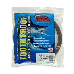 #13 Tooth Proof Stainless Steel Single Strand Leader Wire, 195 lb / 89 kg test, .031 in / 0.79 mm dia, Camo, 1 lb / 0.45 kg Coil