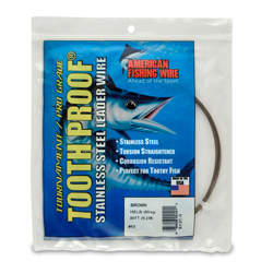 #13 Tooth Proof Stainless Steel Single Strand Leader Wire, 195 lb / 89 kg test, .031 in / 0.79 mm dia, Camo, 30 ft / 9.2 m
