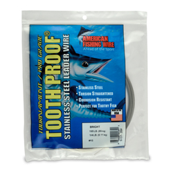 #13 Tooth Proof Stainless Steel Single Strand Leader Wire, 195 lb / 89 kg test, .031 in / 0.79 mm dia, Bright, 1/4 lb / 0.11 kg Coil