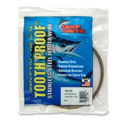 #14 Tooth Proof Stainless Steel Single Strand Leader Wire, 218 lb / 99 kg test, .033 in / 0.84 mm dia, Camo, 1/4 lb / 0.11 kg Coil
