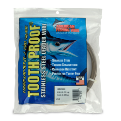#14 Tooth Proof Stainless Steel Single Strand Leader Wire, 218 lb / 99 kg test, .033 in / 0.84 mm dia, Camo, 1 lb / 0.45 kg Coil