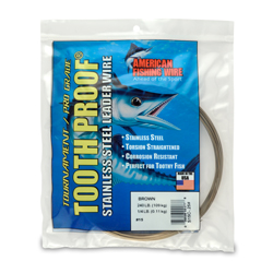 #15 Tooth Proof Stainless Steel Single Strand Leader Wire, 240 lb / 109 kg test, .035 in / 0.89 mm dia, Camo, 1/4 lb / 0.11 kg Coil