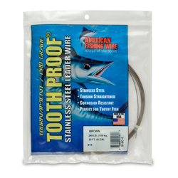 #15 Tooth Proof Stainless Steel Single Strand Leader Wire, 240 lb / 109 kg test, .035 in / 0.89 mm dia, Camo, 30 ft / 9.2 m