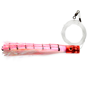 Billy Baits, Magnum Turbo Whistler Rigged & Ready, Pink/Pearl Skirt, 2 oz / 56.6 g Head, 7/0 Mustad Hook, AFW Swivel, 100 lb / 45.3 kg Grand Slam Mono Line, 6 ft / 1.8 m
