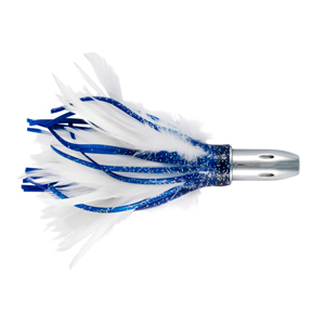 Billy Baits, Smoke Rattle & Troll Feather Lure, Blue/Wht 6 oz / 170 g Head, 8 in / 20.3 cm