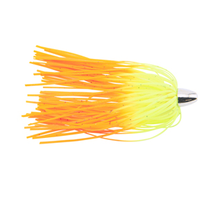 C&H, King Buster Lure, Chartreuse/Orange Firetail Skirt, 1/8 oz / 3.5 g Head, 2.5 in / 6.35 cm, 3 pc