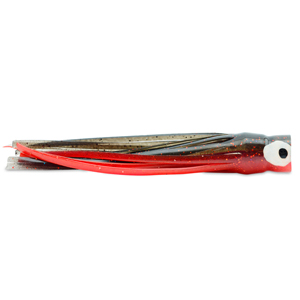 C&H, Lil Bubbler Lure, Black/Red Belly Skirt, Concave Head, 5.5 in / 14 cm