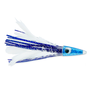 C&H, Tuna Tango XL Feather Lure, Blue/White Feather Skirt, 6.5 in / 16.5 cm