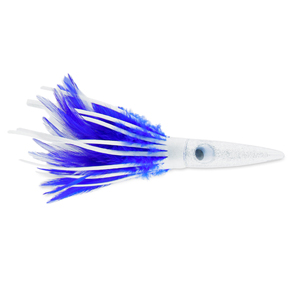C&H, Wahoo Whacker Feather Lure, White/Blue Feather Skirt, 10 in / 25.4 cm