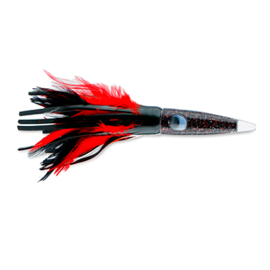 C&H, Wahoo Whacker Feather Lure, Black Foil/Red Feather Skirt, 10 in / 25.4 cm