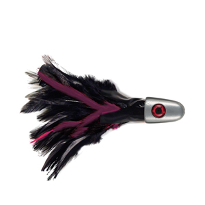 No Alibi, Trolling Feather Lure, Black/Purple Skirt, 1/2 oz / 14.16 g Head