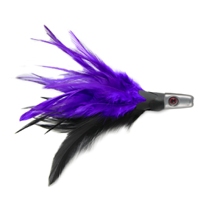 No Alibi, Trolling Feather Lure, Black/Purple Skirt, 1/4 oz / 7.08 g Head