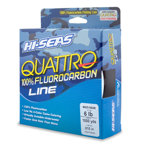 Quattro 100% Fluorocarbon Line, 6 lb / 2.7 kg test, .008 in / 0.28 mm dia, 4-Color Camo, 1000 yd / 914 m