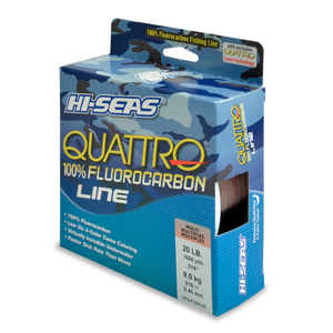Quattro 100% Fluorocarbon Line, 20 lb / 9.0 kg test, .017 in / 0.42 mm dia, 4-Color Camo, 1000 yd / 914 m