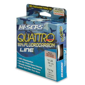 Quattro 100% Fluorocarbon Line, 12 lb / 5.4 kg test, .014 in / 0.35 mm dia, 4-Color Camo, 200 yd / 182 m
