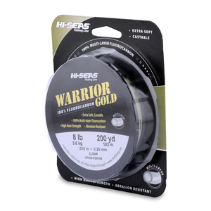 Warrior Gold 100% Multi-Layer Fluorocarbon Line, 8 lb / 3.6 kg test, .012 in / 0.30 mm dia, Clear, 200 yd / 182 m