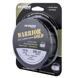 Warrior Gold 100% Multi-Layer Fluorocarbon Line, 10 lb / 4.5 kg test, .013 in / 0.32 mm dia, Clear, 200 yd / 182 m