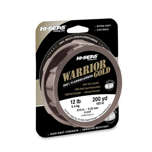 Warrior Gold 100% Multi-Layer Fluorocarbon Line, 12 lb / 5.4 kg test, .014 in / 0.35 mm dia, Clear, 200 yd / 182 m