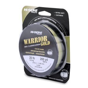 Warrior Gold 100% Multi-Layer Fluorocarbon Line, 20 lb / 9.0 kg test, .017 in / 0.42 mm dia, Clear, 200 yd / 182 m