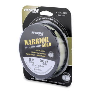 Warrior Gold 100% Multi-Layer Fluorocarbon Line, 25 lb / 13.6 kg test, .018 in / 0.45 mm dia, Clear, 200 yd / 182 m