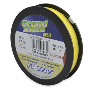 Grand Slam Braid, 10 lb / 4.5 kg test, .004 in / 0.10 mm dia, Fluorescent Yellow, 300 yd / 274 m