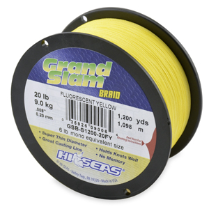 Grand Slam Braid, 20 lb / 9.1 kg test, .008 in / 0.20 mm dia, Fluorescent Yellow, 1200 yd / 1097 m