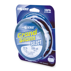Grand Slam Select Monofilament Line, 30 lb / 13.6 kg test, .020 in / 0.50 mm dia, Fluorescent Clear Blue, 225 yd / 205 m